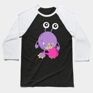 Spring Monster, Colorful Flowers, Purple Monster Baseball T-Shirt